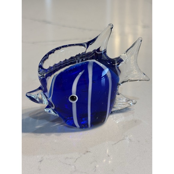 Art Glass Angel Fish Hand Blown Murano Style Figurine Aquarium‎ Paperweight - Picture 1 of 5